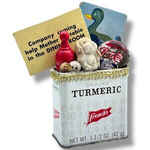 Retro Spice Tin Primitive Assemblage - Multimedia Sculpture